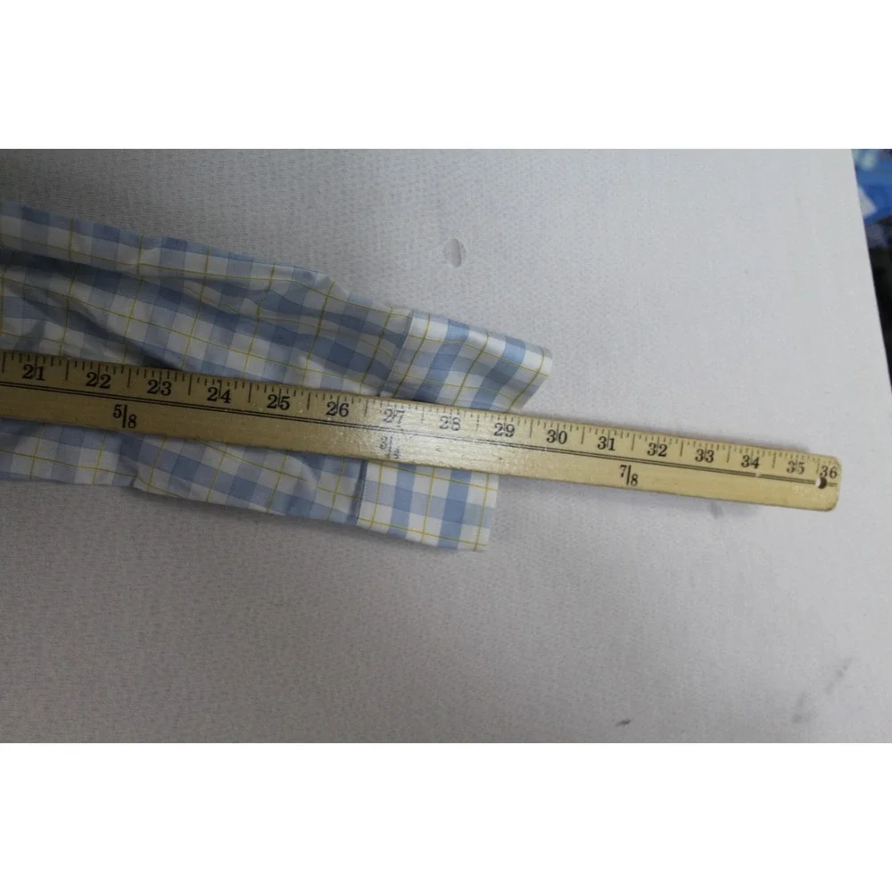 Banana Republic Button Down Mens Small Blue Good Plaid Long Sleeve Non-Iron